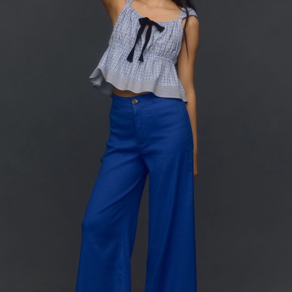 The Ettie high-rise edition crop wide-leg pants by Maeve - linen edition